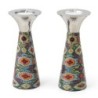 Yair Emanuel Painted Metal Shabbat Candlesticks with Hammered Top - De