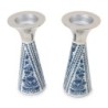 Yair Emanuel Painted Metal Shabbat Candlesticks with Hammered Top - De