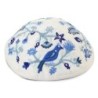 Yair Emanuel Embroidered Silk Kippah - Birds & Flowers