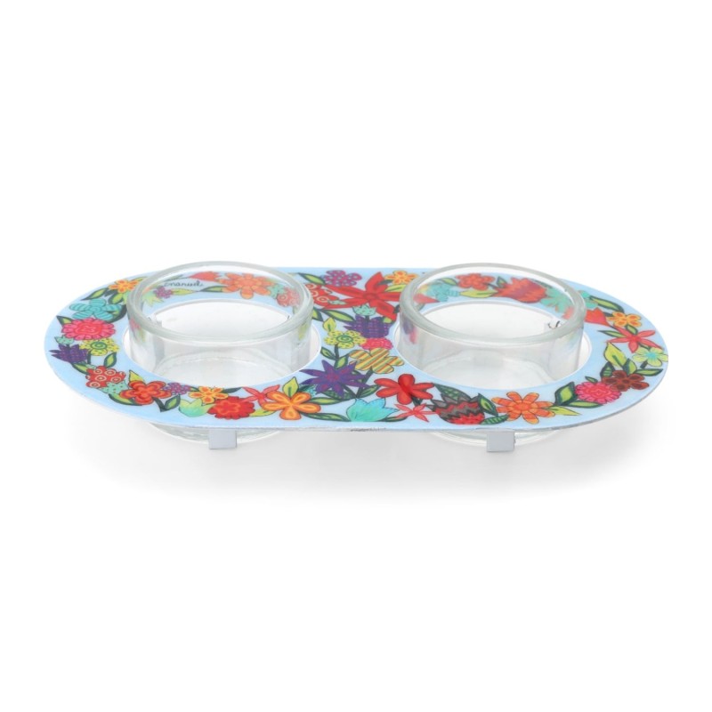 Yair Emanuel Painted Shabbat Tealight Candle Holder Set - Choice of De