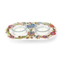 Yair Emanuel Painted Shabbat Tealight Candle Holder Set - Choice of De