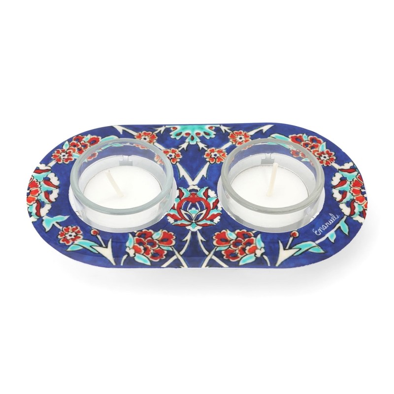 Yair Emanuel Painted Shabbat Tealight Candle Holder Set - Choice of De