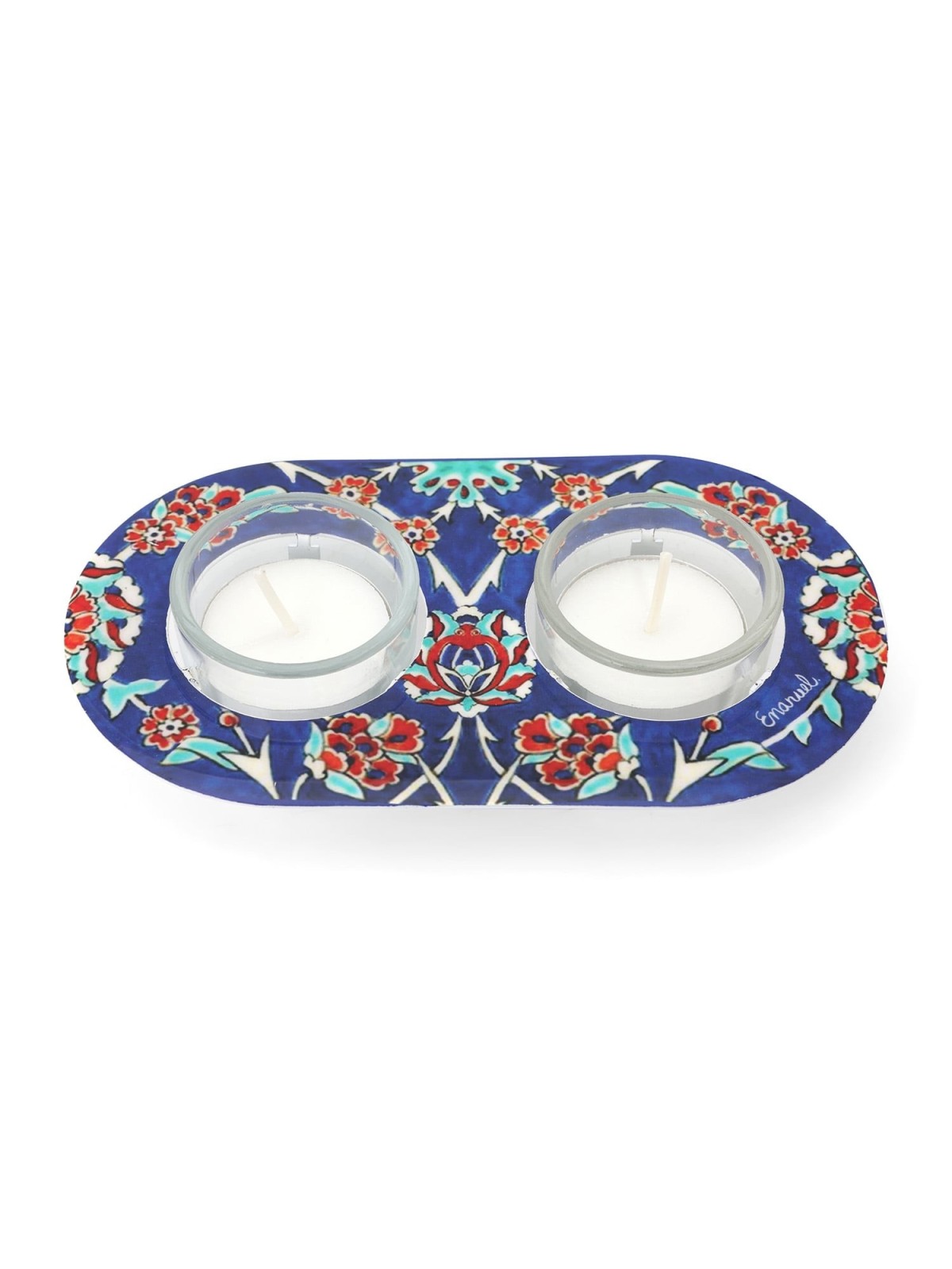 Yair Emanuel Painted Shabbat Tealight Candle Holder Set - Choice of De