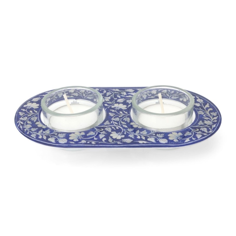 Yair Emanuel Painted Shabbat Tealight Candle Holder Set - Choice of De