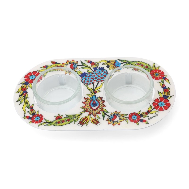Yair Emanuel Painted Shabbat Tealight Candle Holder Set - Choice of De