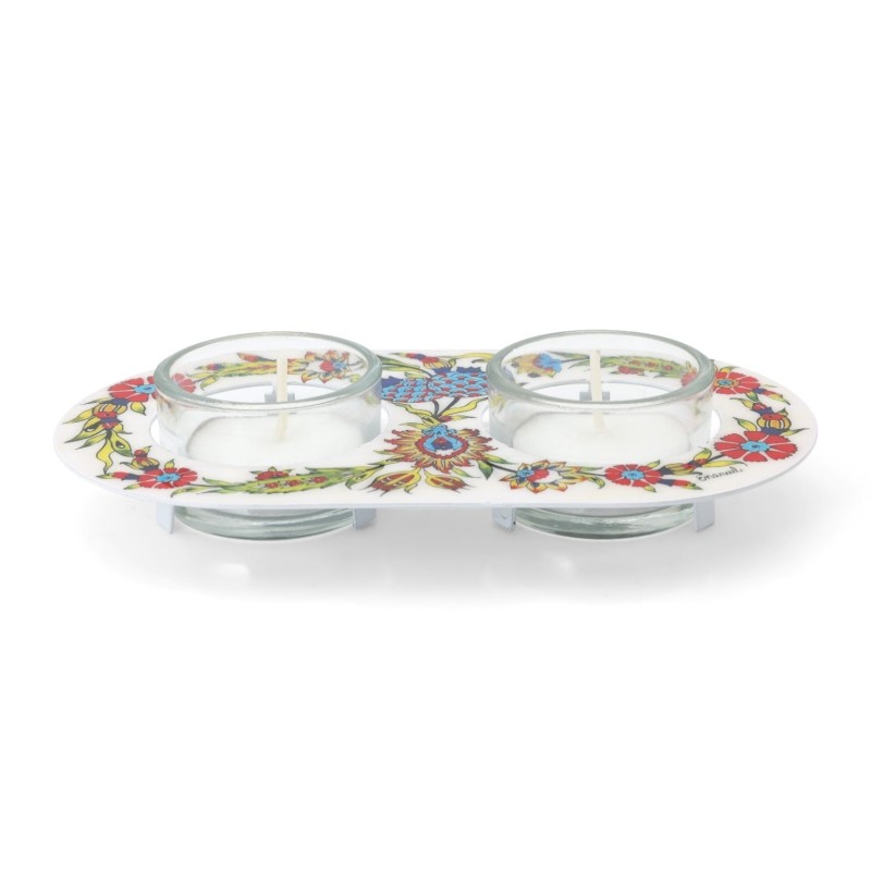 Yair Emanuel Painted Shabbat Tealight Candle Holder Set - Choice of De