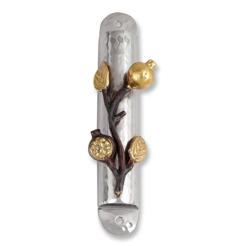 Yair Emanuel Stainless Steel Mezuzah Case - Pomegranates