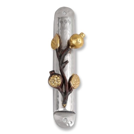 Yair Emanuel Stainless Steel Mezuzah Case - Pomegranates