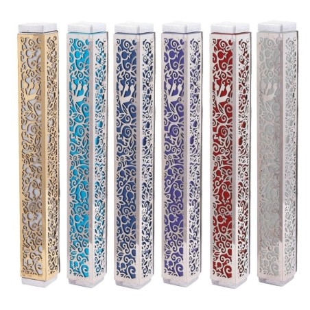 Yair Emanuel Aluminum Pomegranate and Floral Mezuzah