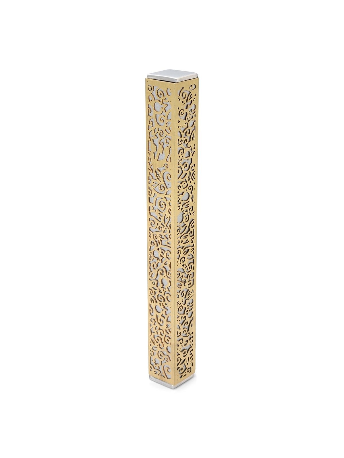 Yair Emanuel Aluminum Pomegranate and Floral Mezuzah