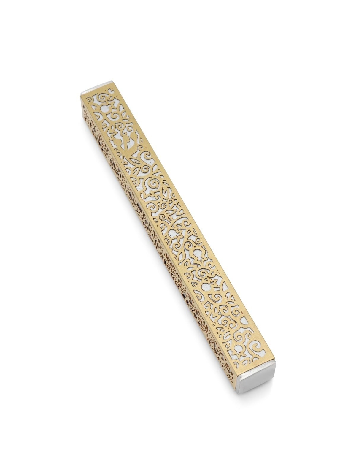 Yair Emanuel Aluminum Pomegranate and Floral Mezuzah