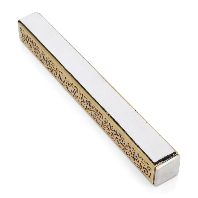 Yair Emanuel Aluminum Pomegranate and Floral Mezuzah