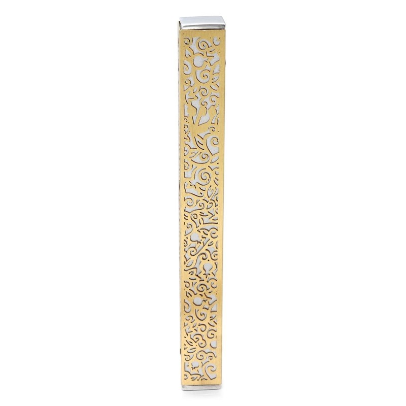 Yair Emanuel Aluminum Pomegranate and Floral Mezuzah