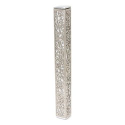 Yair Emanuel Aluminum Pomegranate and Floral Mezuzah