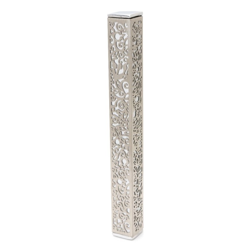 Yair Emanuel Aluminum Pomegranate and Floral Mezuzah