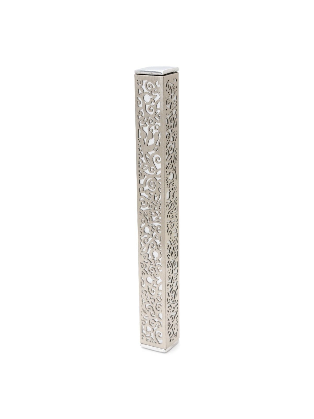 Yair Emanuel Aluminum Pomegranate and Floral Mezuzah