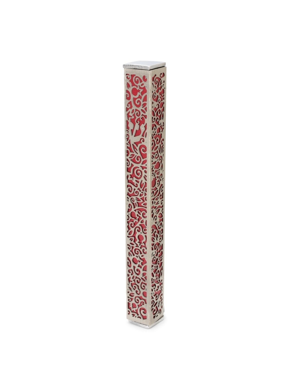 Yair Emanuel Aluminum Pomegranate and Floral Mezuzah