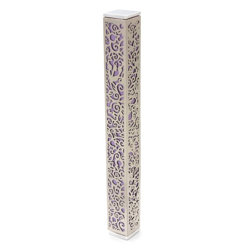 Yair Emanuel Aluminum Pomegranate and Floral Mezuzah