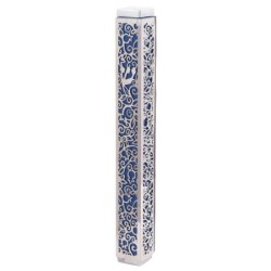 Yair Emanuel Aluminum Pomegranate and Floral Mezuzah