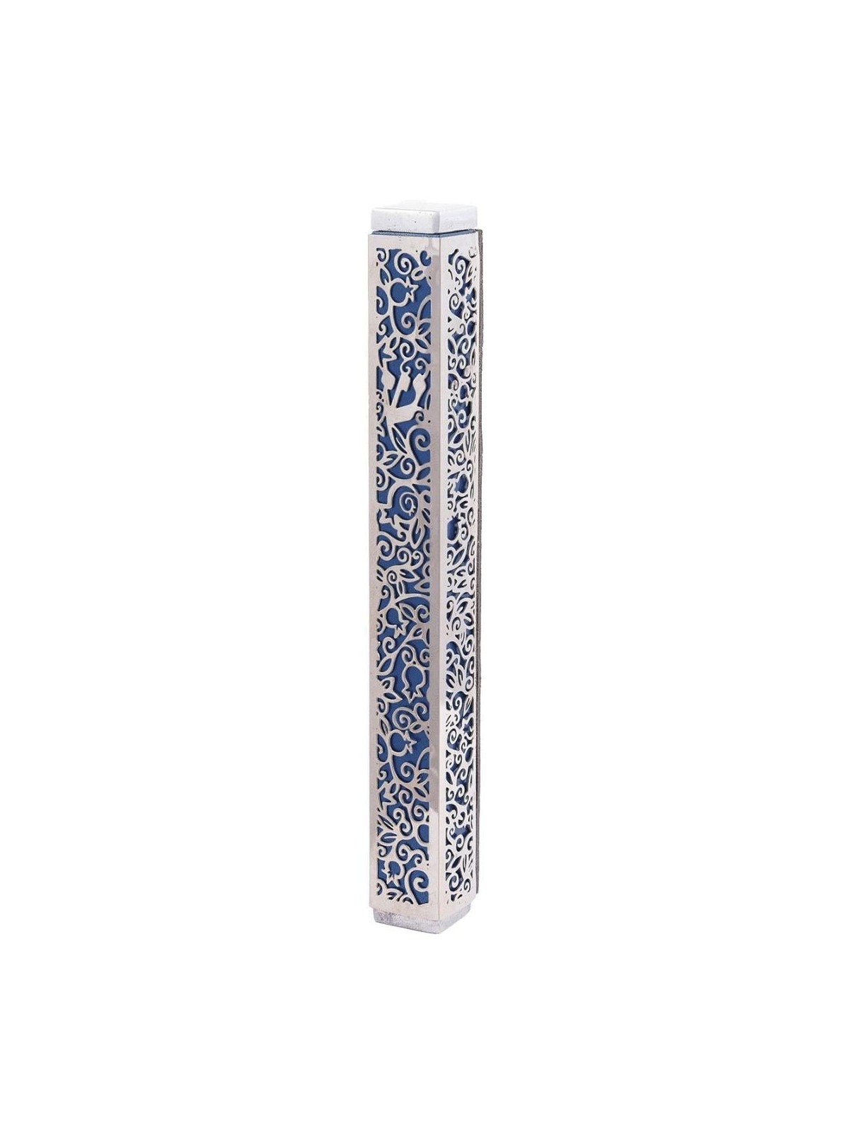 Yair Emanuel Aluminum Pomegranate and Floral Mezuzah
