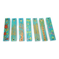 Seven Species: Yair Emanuel Set of Seven Wooden Mezuzahs