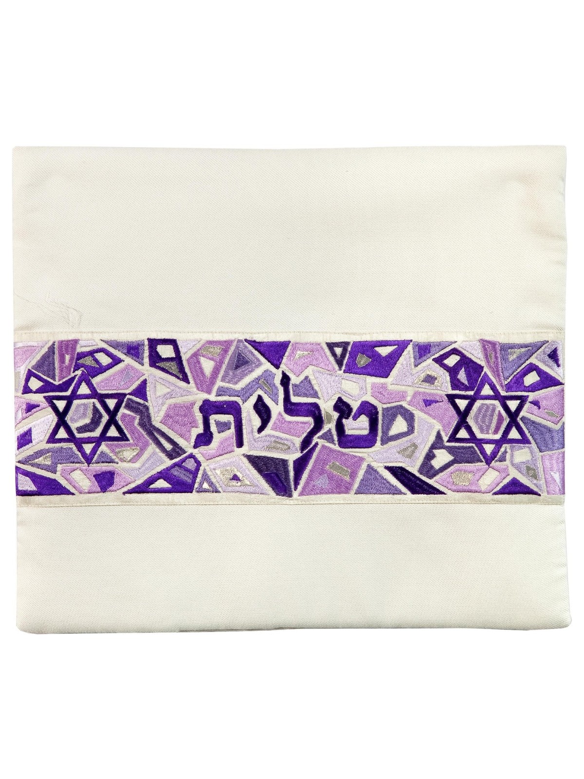 Yair Emanuel Star of David Cotton Tallit Set - Purple