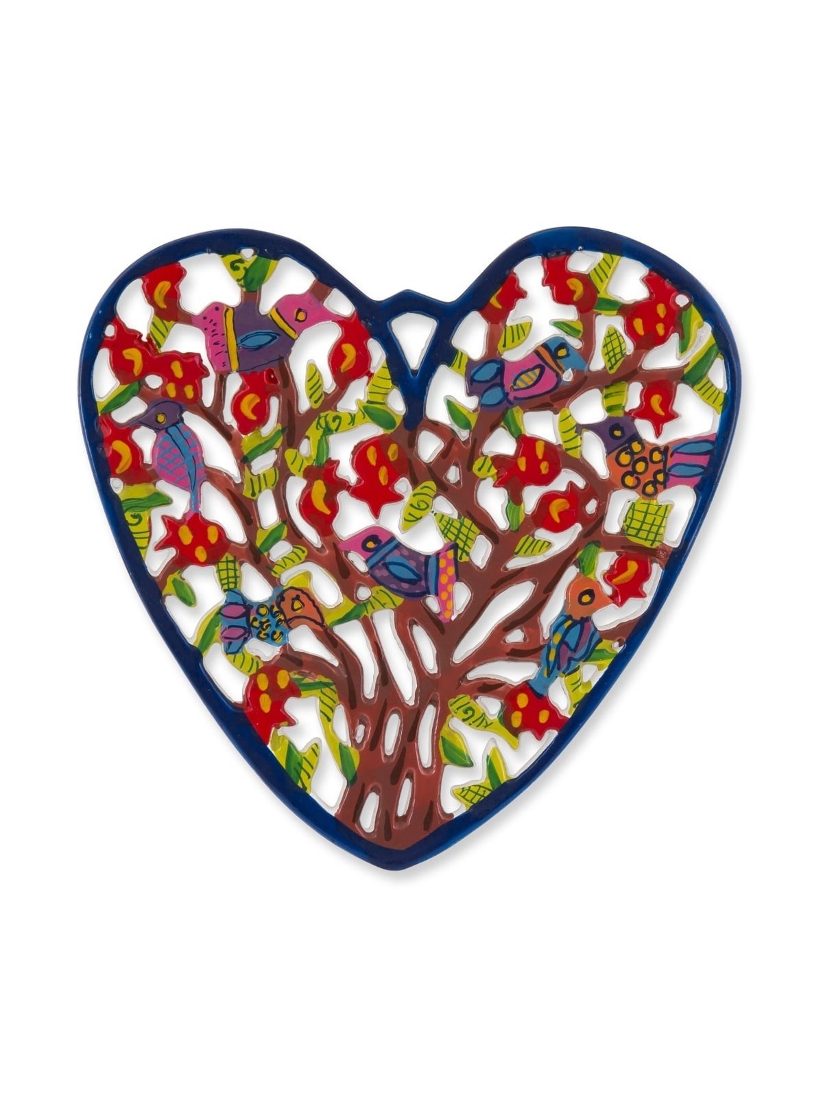 Tree of Life: Yair Emanuel Hand Painted Heart Wall Hanging
