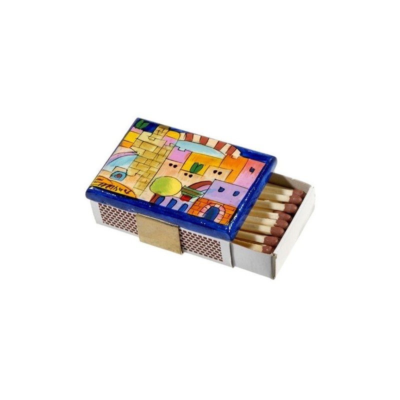 Colorful Painted Wooden Matchbox Holder from Yair Emanuel