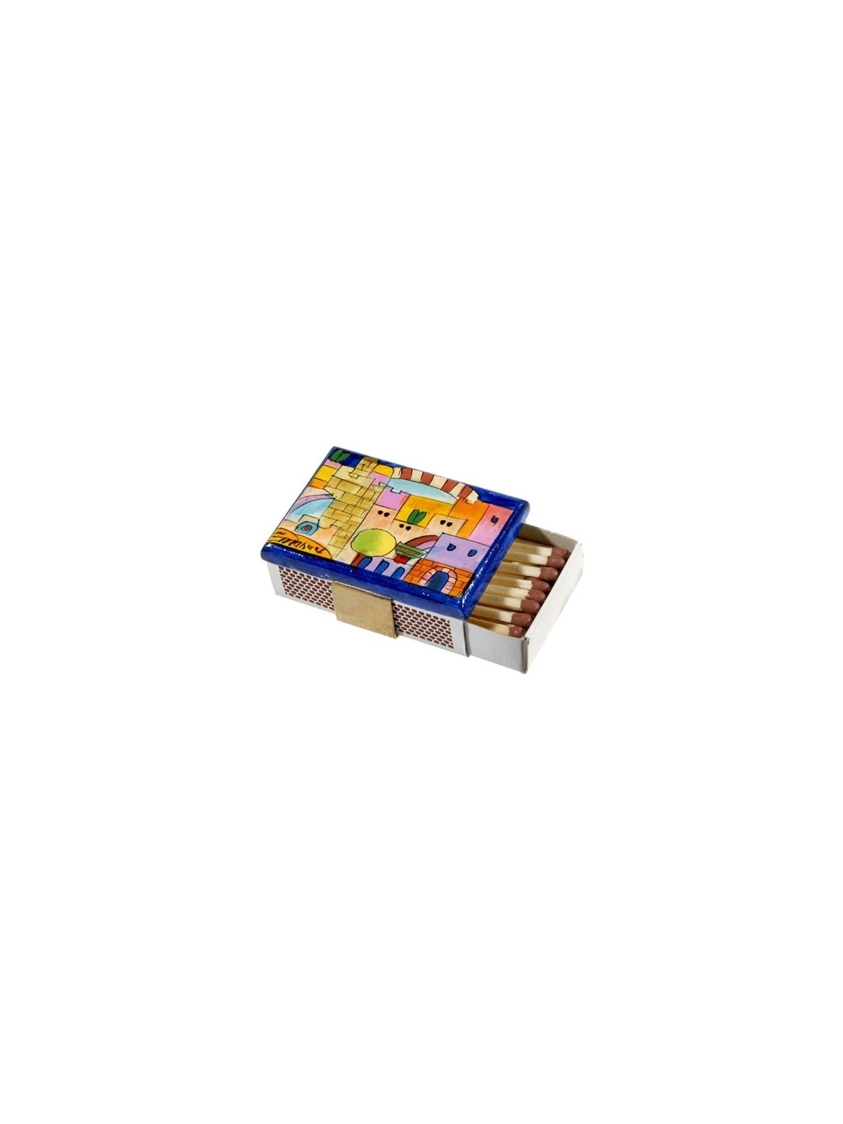 Colorful Painted Wooden Matchbox Holder from Yair Emanuel