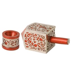 Yair Emanuel Pomegranate & Floral Pattern Dreidel (In Range of Colors)