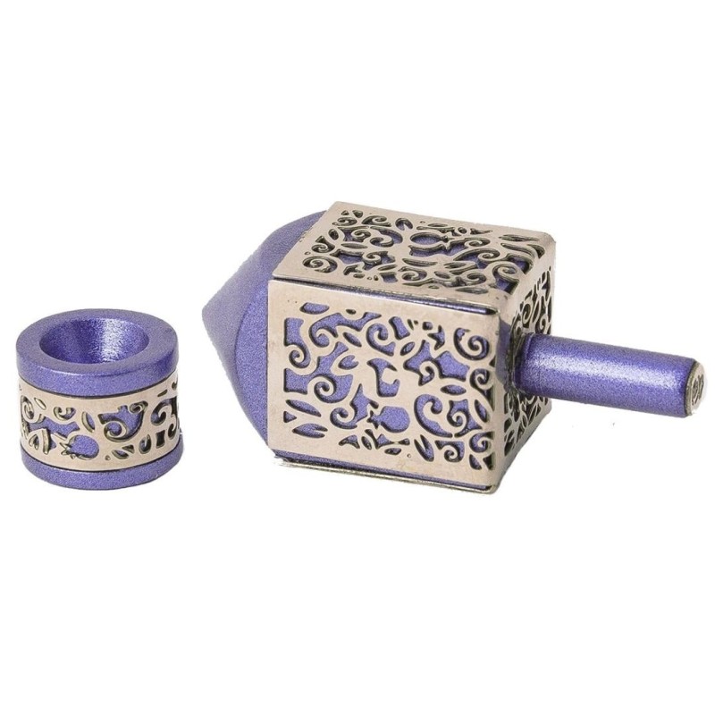Yair Emanuel Pomegranate & Floral Pattern Dreidel (In Range of Colors)
