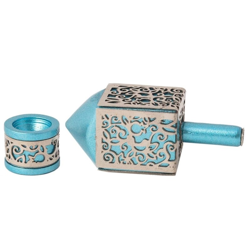 Yair Emanuel Pomegranate & Floral Pattern Dreidel (In Range of Colors)