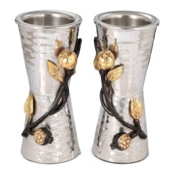 Yair Emanuel Stainless Steel Pomegranate Candlesticks