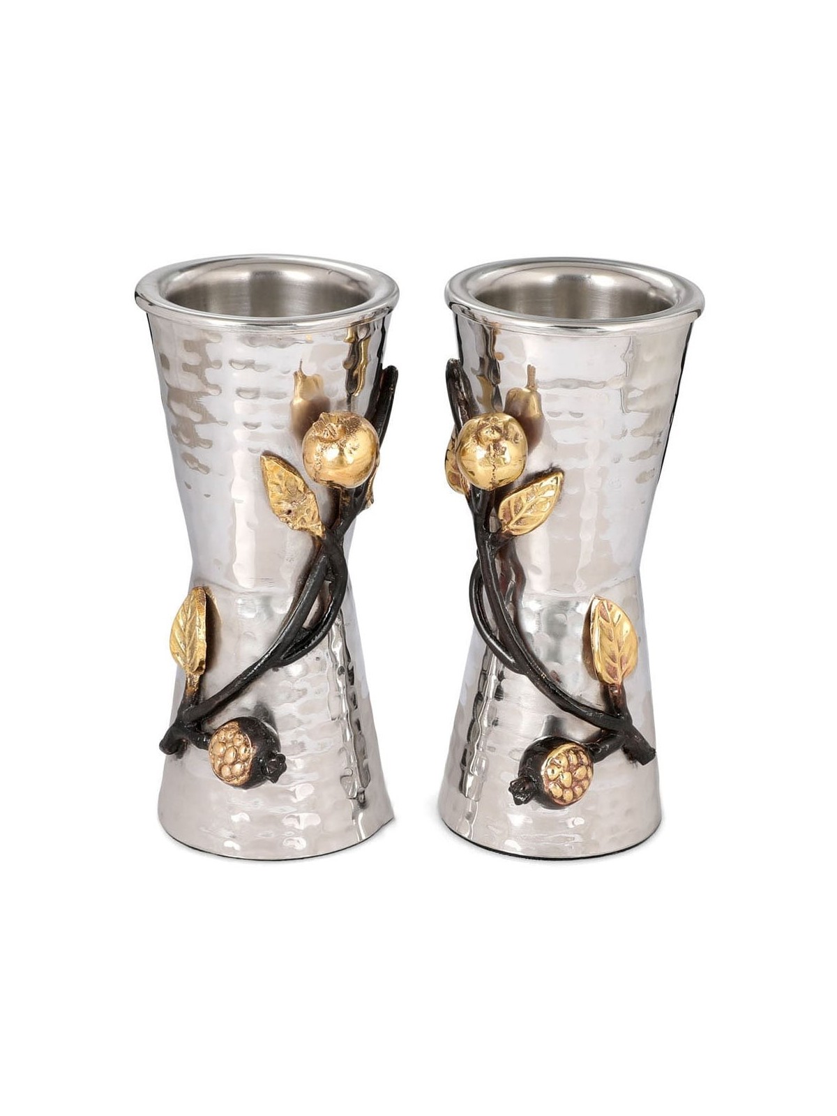 Yair Emanuel Stainless Steel Pomegranate Candlesticks