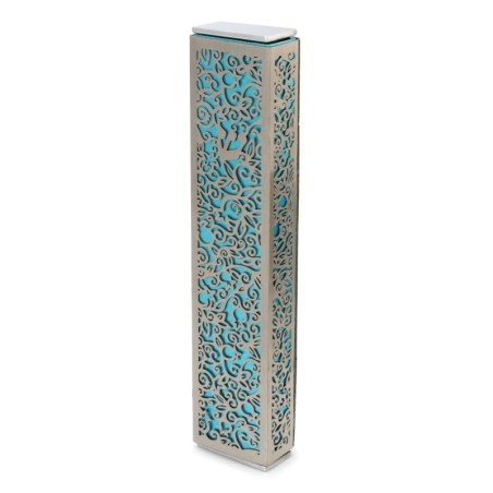 Yair Emanuel Aluminum Floral Pomegranate Mezuzah (Choice of Colors)