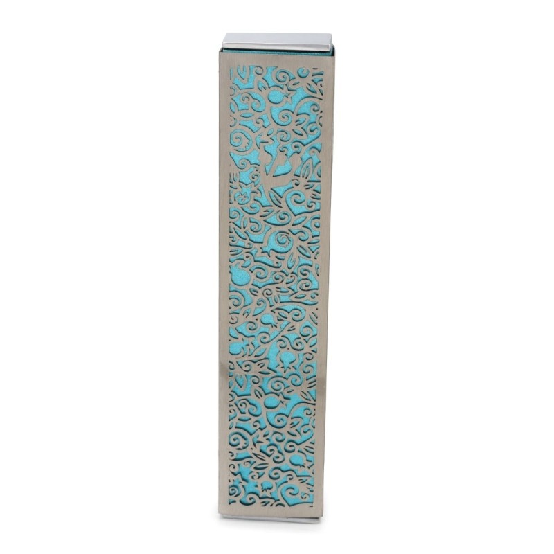 Yair Emanuel Aluminum Floral Pomegranate Mezuzah (Choice of Colors)