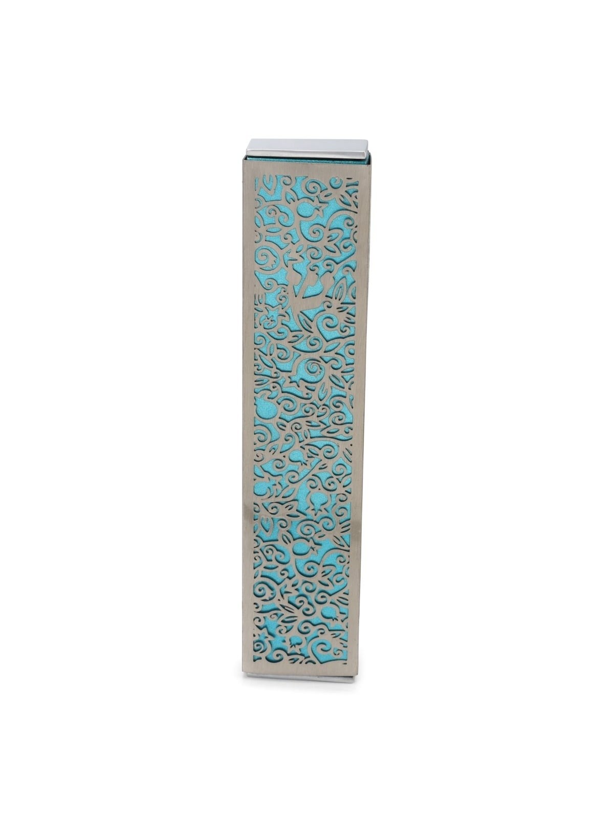 Yair Emanuel Aluminum Floral Pomegranate Mezuzah (Choice of Colors)