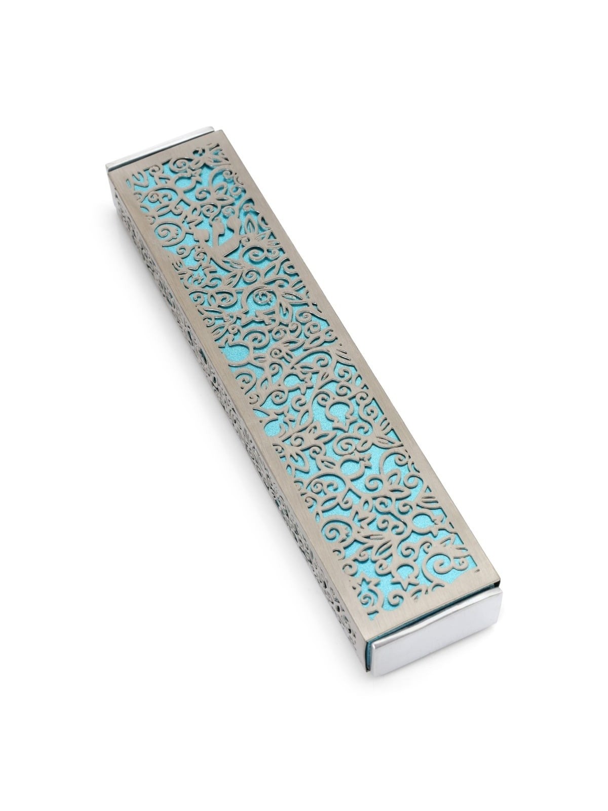 Yair Emanuel Aluminum Floral Pomegranate Mezuzah (Choice of Colors)
