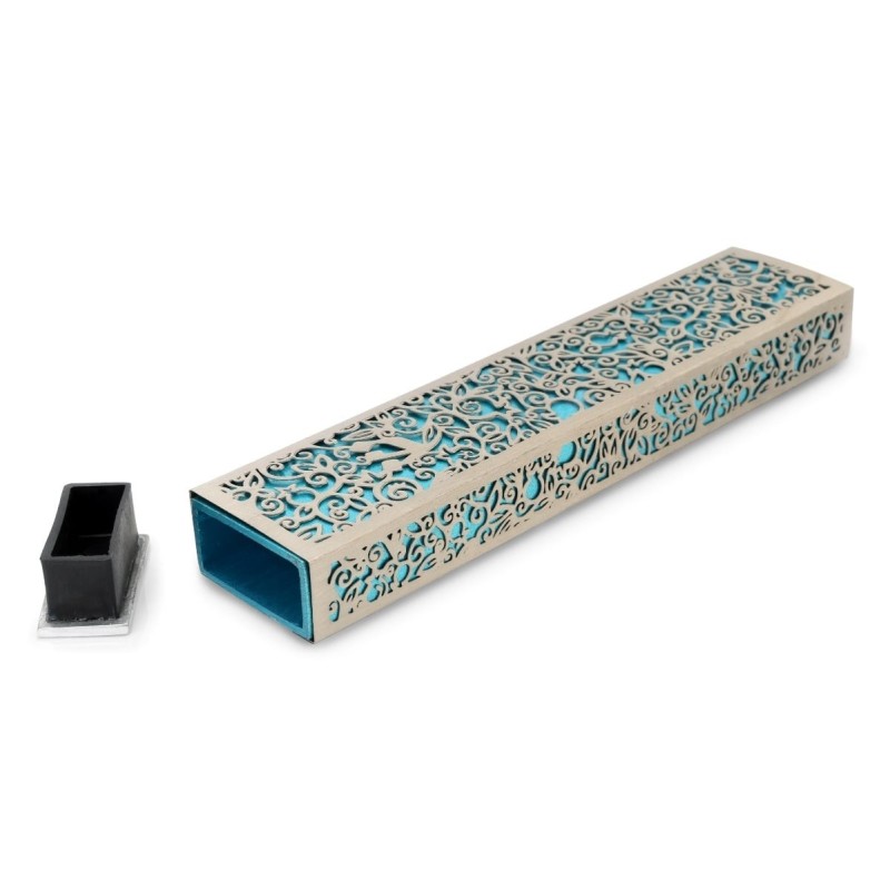 Yair Emanuel Aluminum Floral Pomegranate Mezuzah (Choice of Colors)
