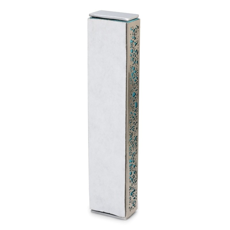 Yair Emanuel Aluminum Floral Pomegranate Mezuzah (Choice of Colors)