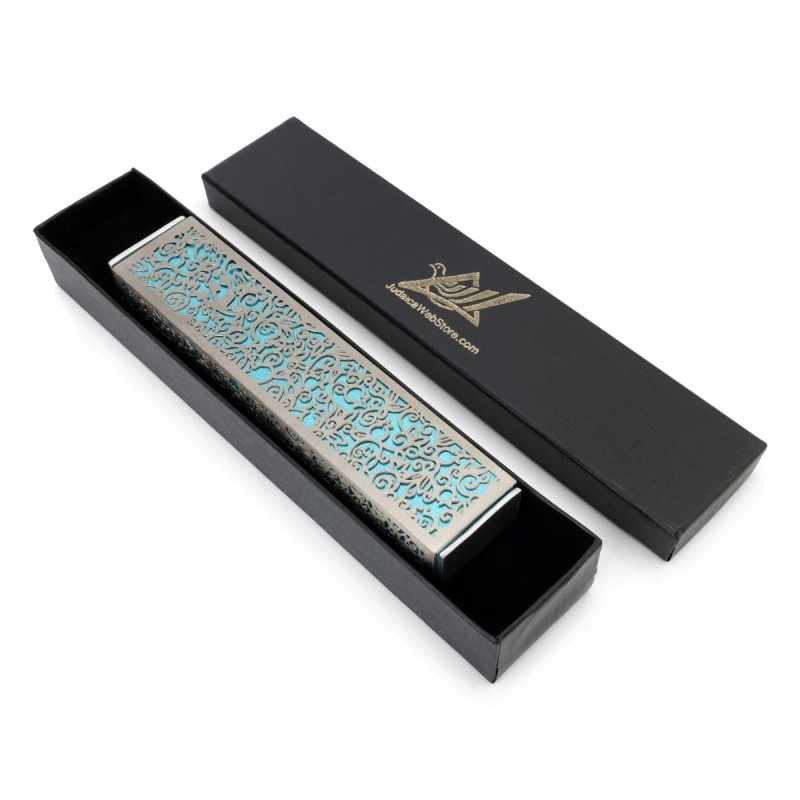 Yair Emanuel Aluminum Floral Pomegranate Mezuzah (Choice of Colors)
