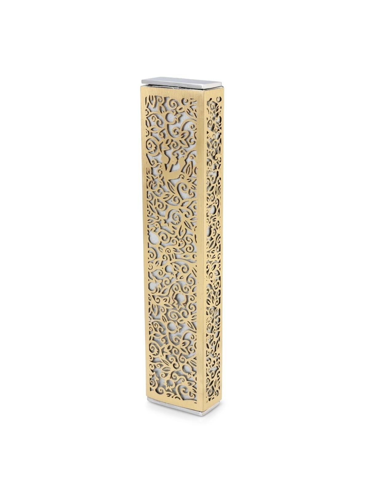 Yair Emanuel Aluminum Floral Pomegranate Mezuzah (Choice of Colors)