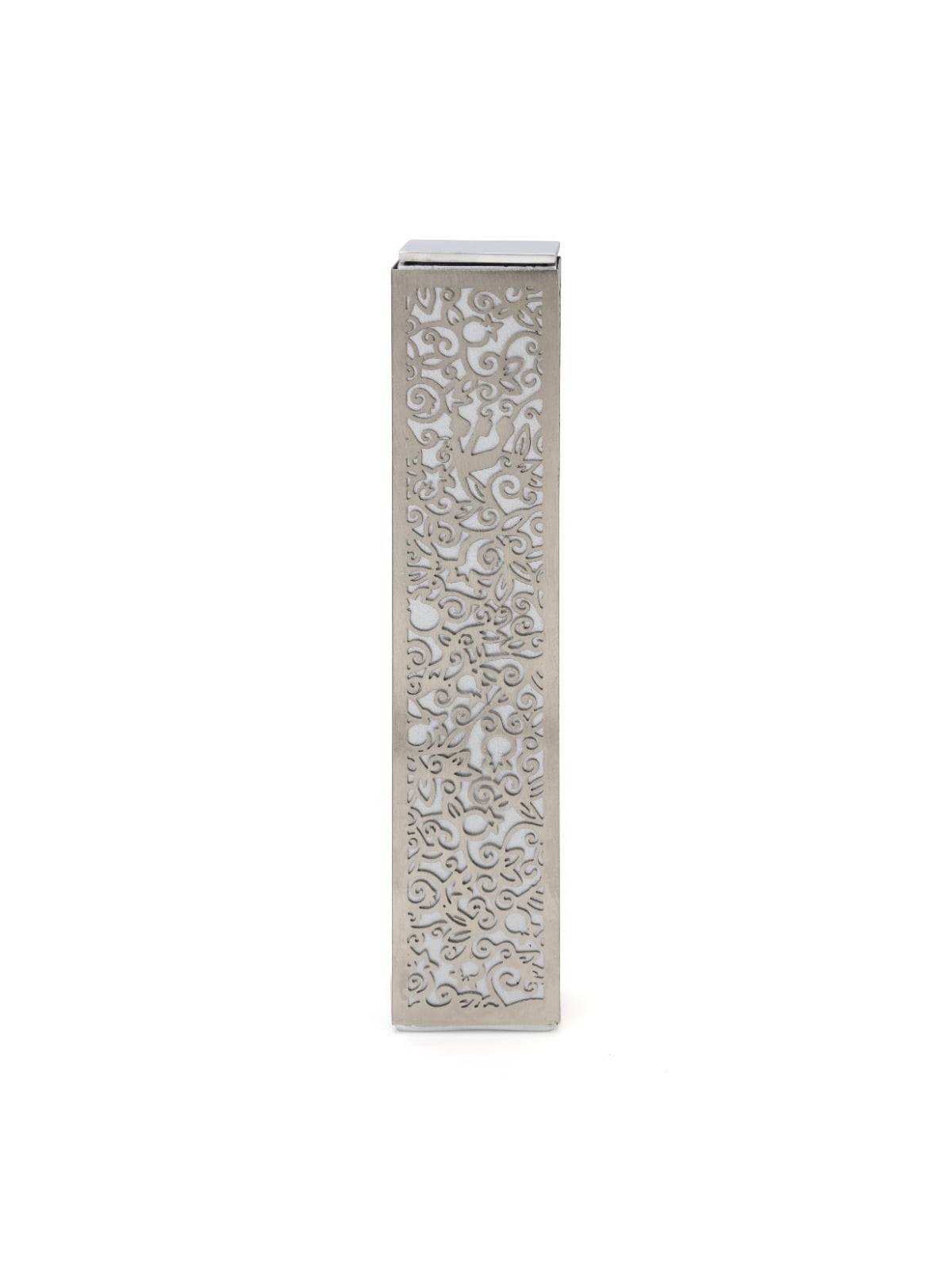 Yair Emanuel Aluminum Floral Pomegranate Mezuzah (Choice of Colors)