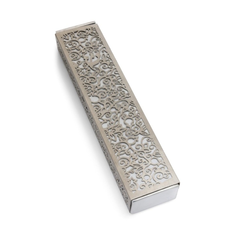 Yair Emanuel Aluminum Floral Pomegranate Mezuzah (Choice of Colors)