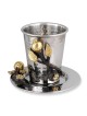 Yair Emanuel Stainless Steel Flat Pomegranate Kiddush Cup and Plate