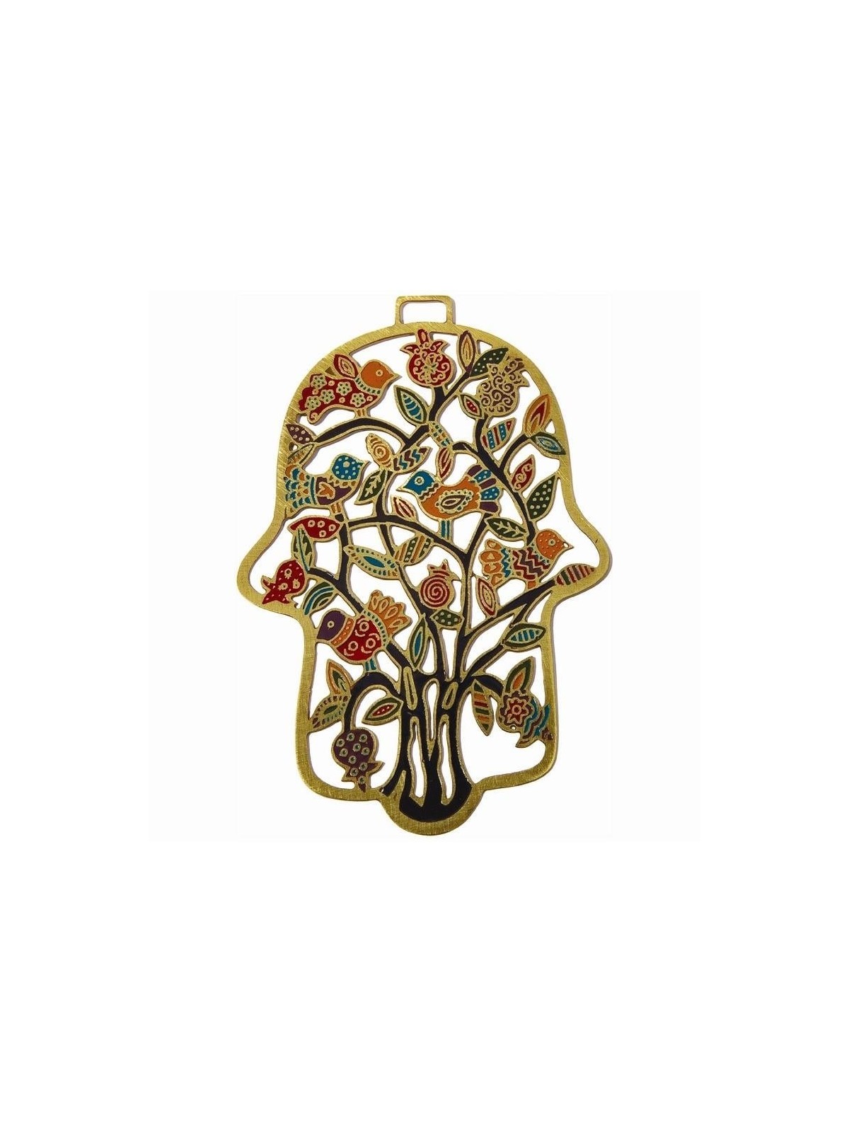 Yair Emanuel Hand Painted Tree of Life Hamsa Wall Hanging