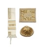 Yair Emanuel Embroidered Tallit Set With Square Patterns - Gold
