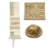 Yair Emanuel Embroidered Tallit Set With Square Patterns - Gold