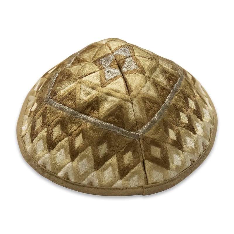 Yair Emanuel Embroidered Tallit Set With Square Patterns - Gold