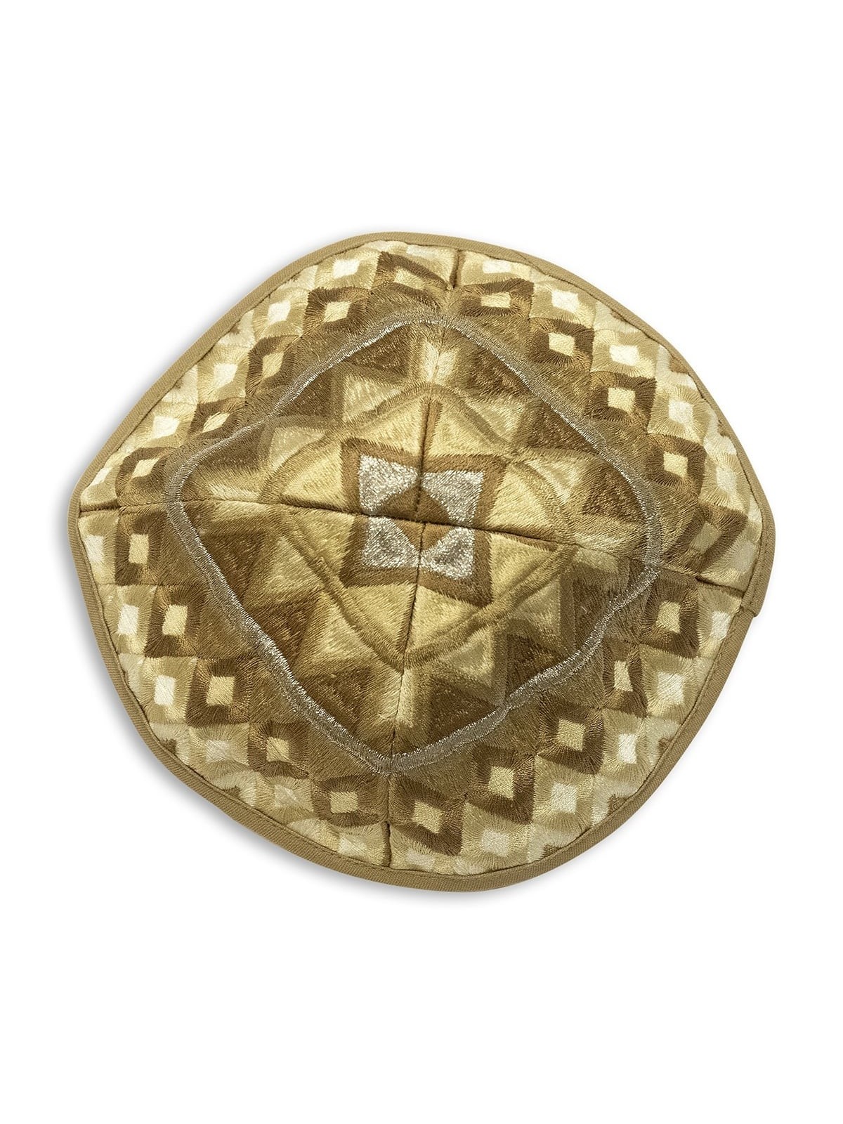 Yair Emanuel Embroidered Tallit Set With Square Patterns - Gold